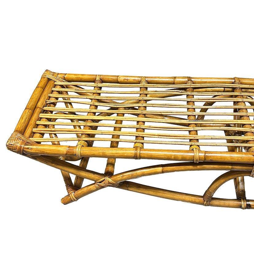 Fabric Restored Rattan Three-Seater 