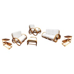 Restored Rattan Three-Strand Full Pretzel Livingroom Set