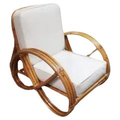Restored Rattan Three-Strand Full Pretzel Lounge Chair