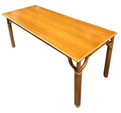 Restored Rattan Three-Strand Long Dining Table