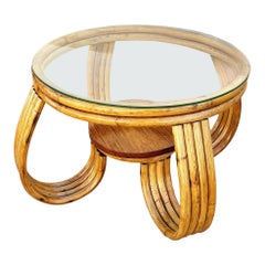 Restored Rattan Three-Strand Loop Leg Coffee Table
