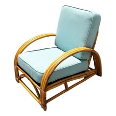 Restored Rattan Triple-Strand Half Moon Arm Lounge Chair w/ Arched Back