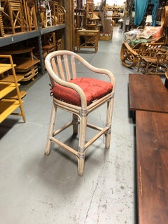 Restored Rattan Whitewash Counter Chairs