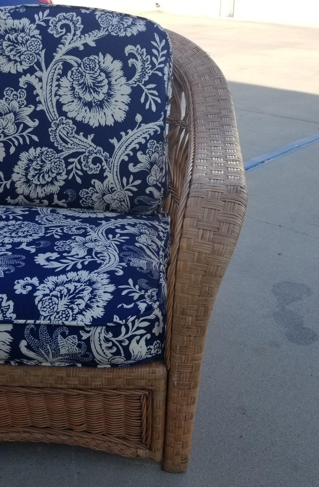 Mid-20th Century Restored Rattan Wicker Lounge Chair For Sale
