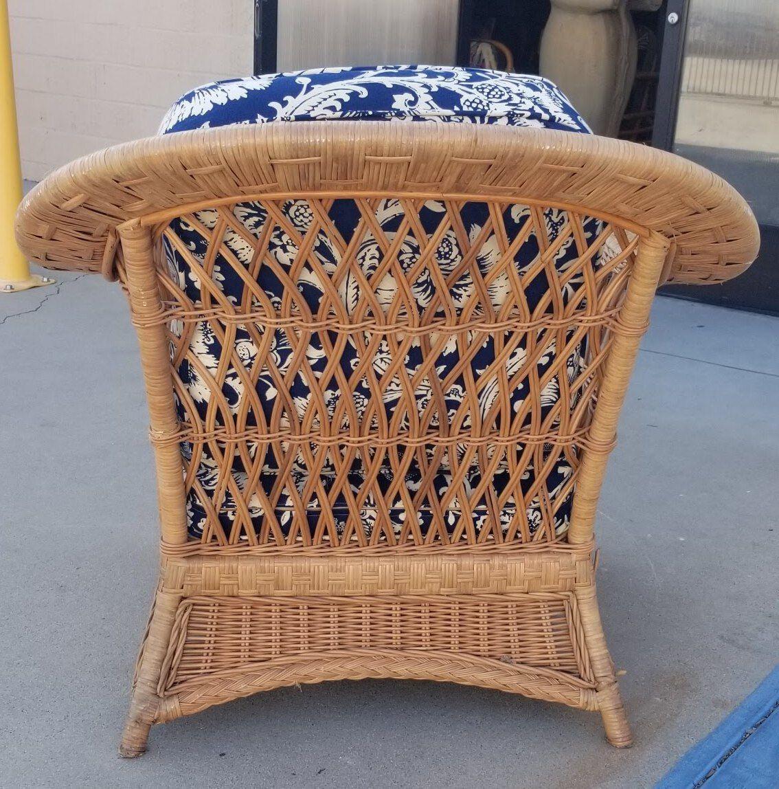 Restored Rattan Wicker Lounge Chair For Sale 1