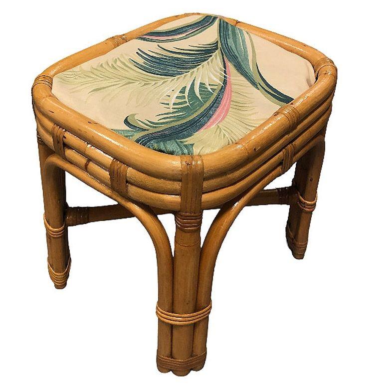 American Restored Rattan & Wicker triple/triple Arched Footstool