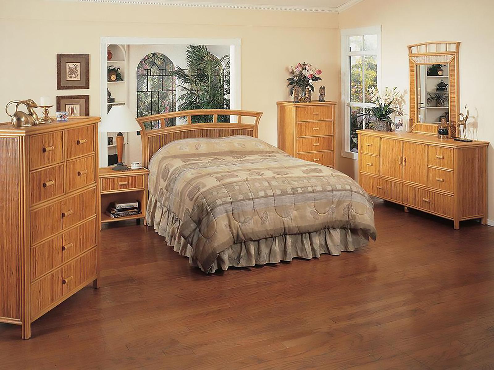 Rattan bedroom set featuring petite stick rattan faces featuring the 