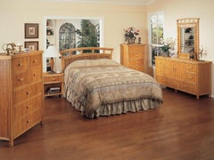 Restored Reed Rattan "Baja" Bedroom Set With Rattan Pulls - 6 Pieces