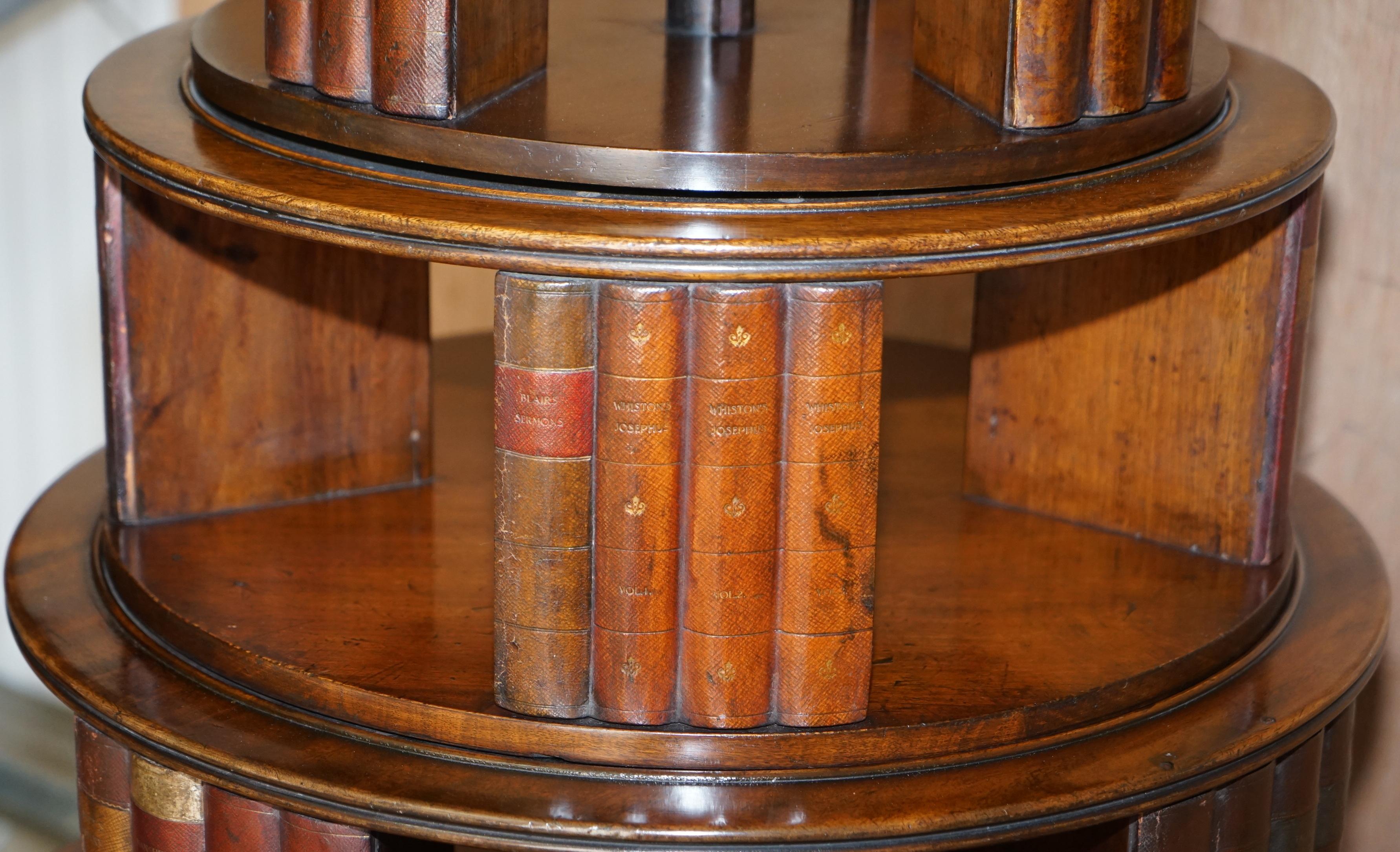 Restored Regency circa 1810 Revolving Hardwood Library Bookcase with Faux Books For Sale 4