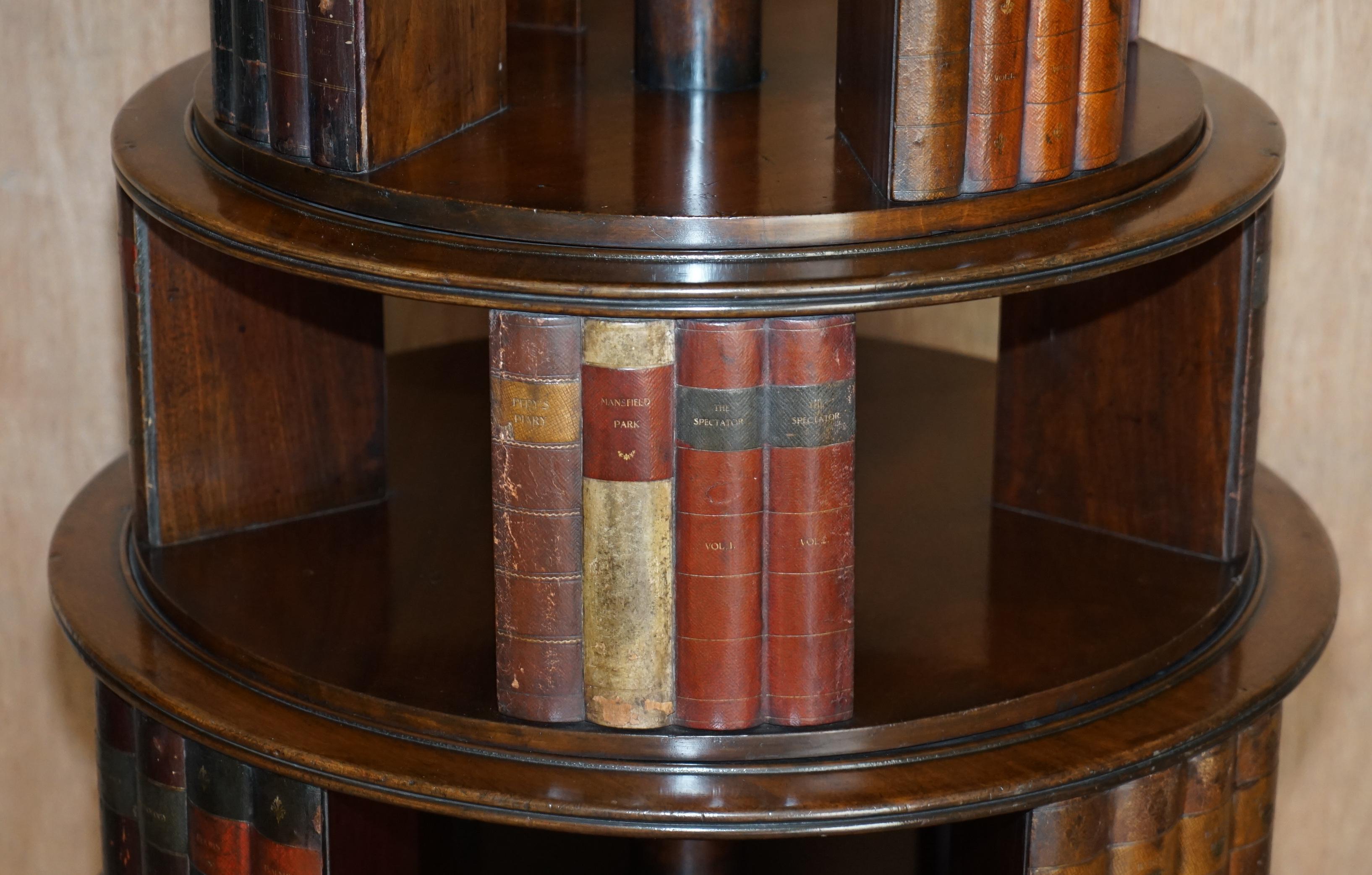 Restored Regency circa 1810 Revolving Hardwood Library Bookcase with Faux Books For Sale 5