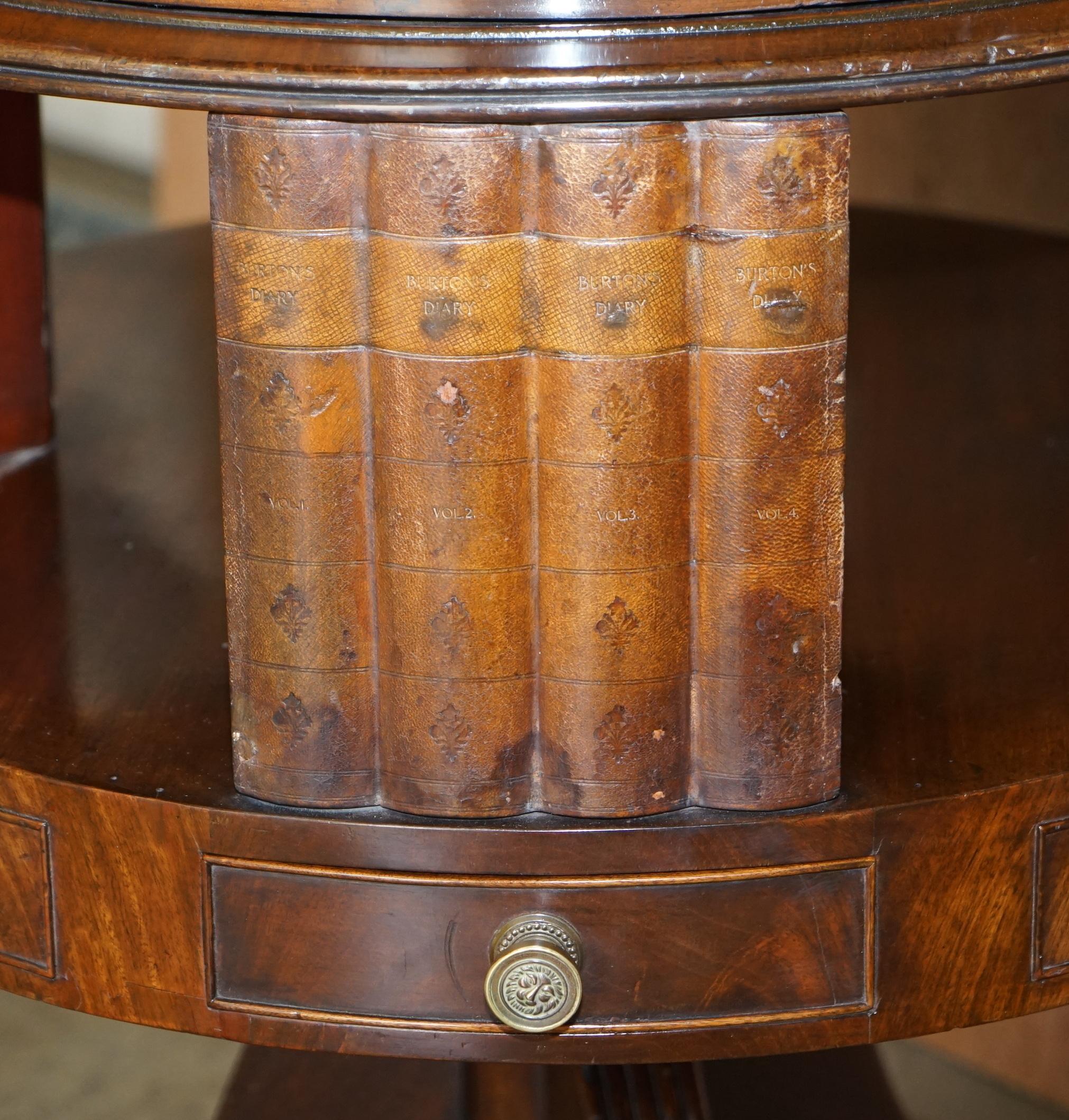 Restored Regency circa 1810 Revolving Hardwood Library Bookcase with Faux Books For Sale 8