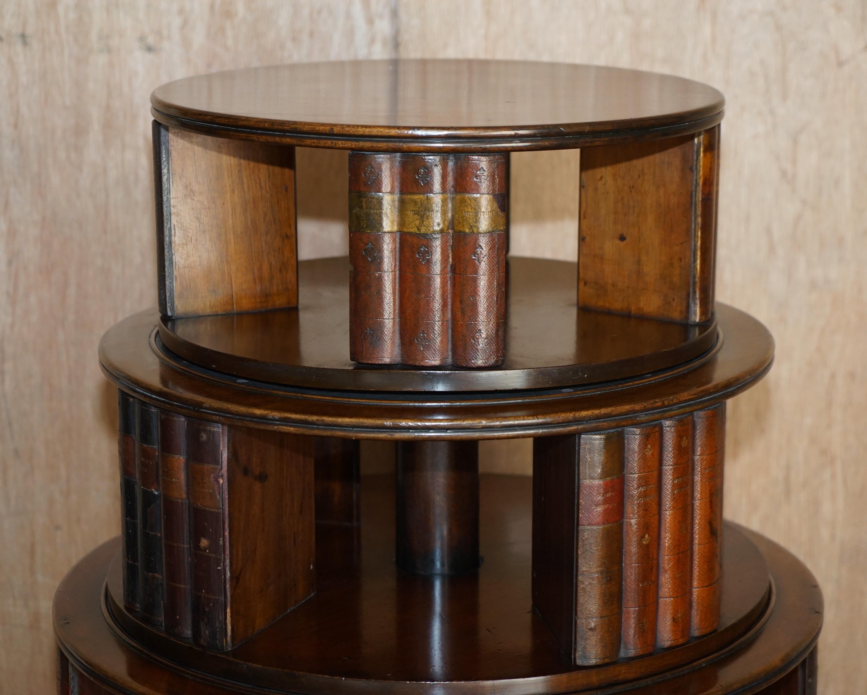 Restored Regency circa 1810 Revolving Hardwood Library Bookcase with Faux Books For Sale 2