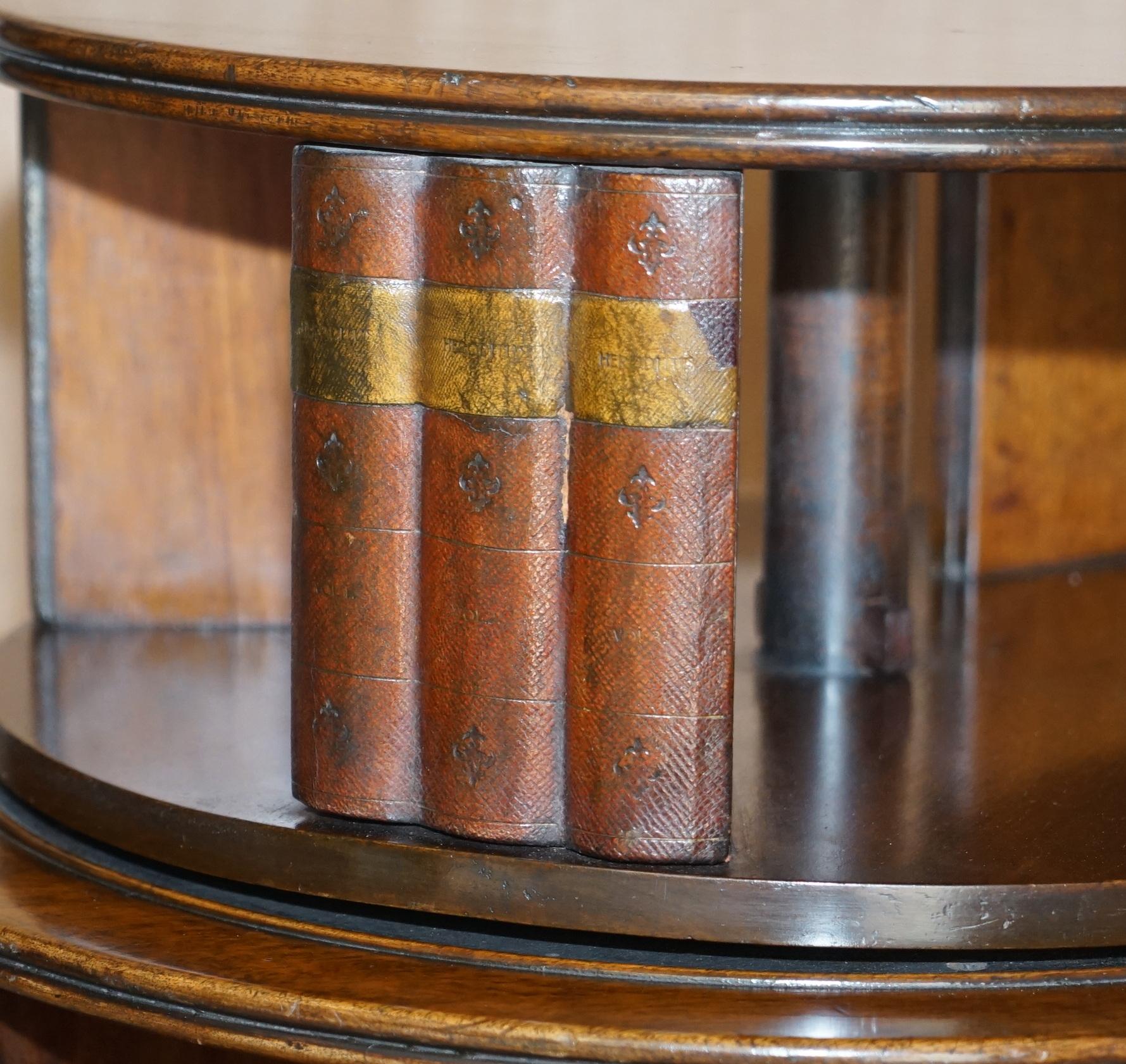 Restored Regency circa 1810 Revolving Hardwood Library Bookcase with Faux Books For Sale 3