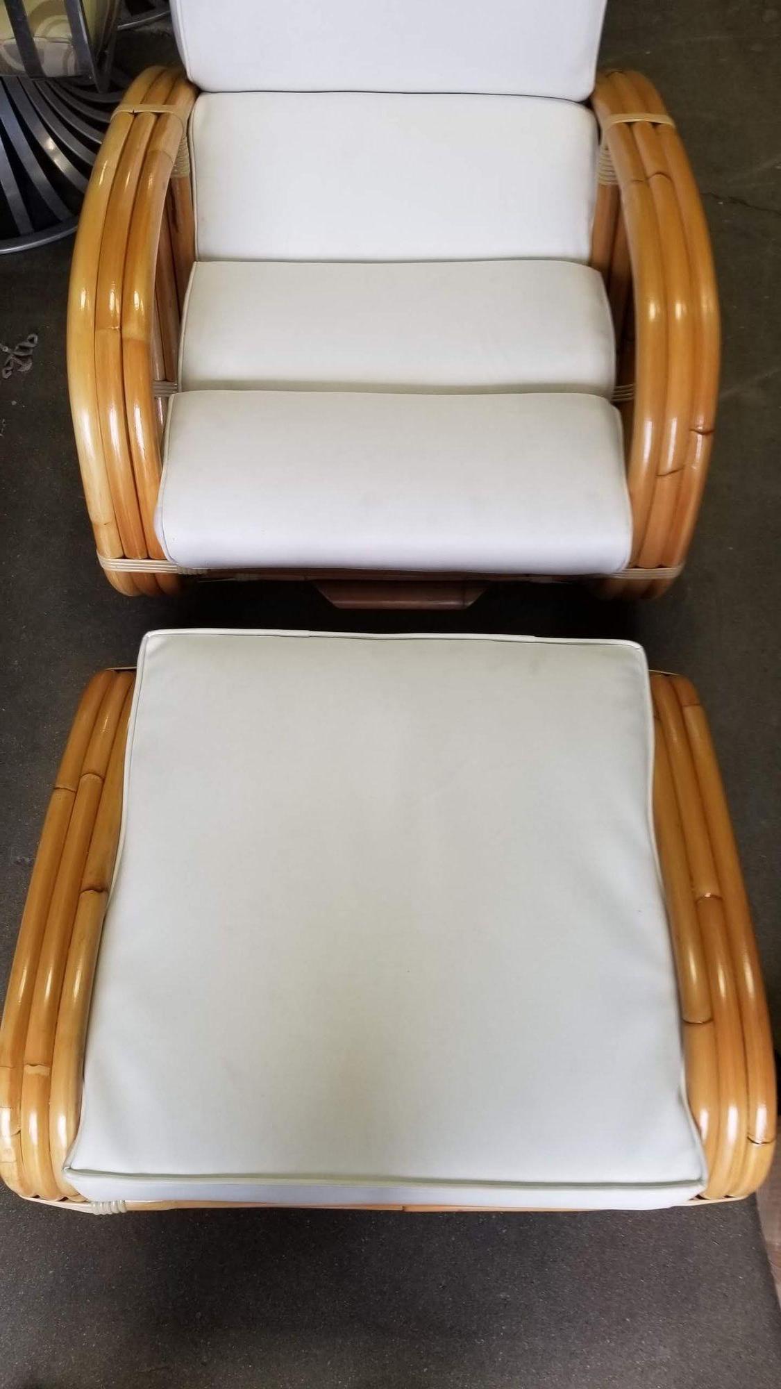 Restored Reverse Pretzel Three Strand Lounge Chair and Matching Ottoman In Excellent Condition For Sale In Van Nuys, CA