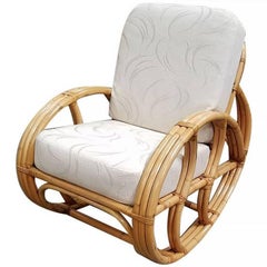 Restored Ritts Rattan Rocking Chair with White Cushions