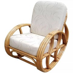Restored Ritts Rattan Rocking Chair with White Cushions