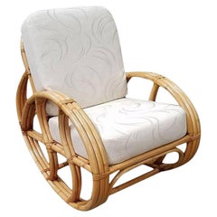 Restored Ritts Rattan Rocking Chair with White Cushions