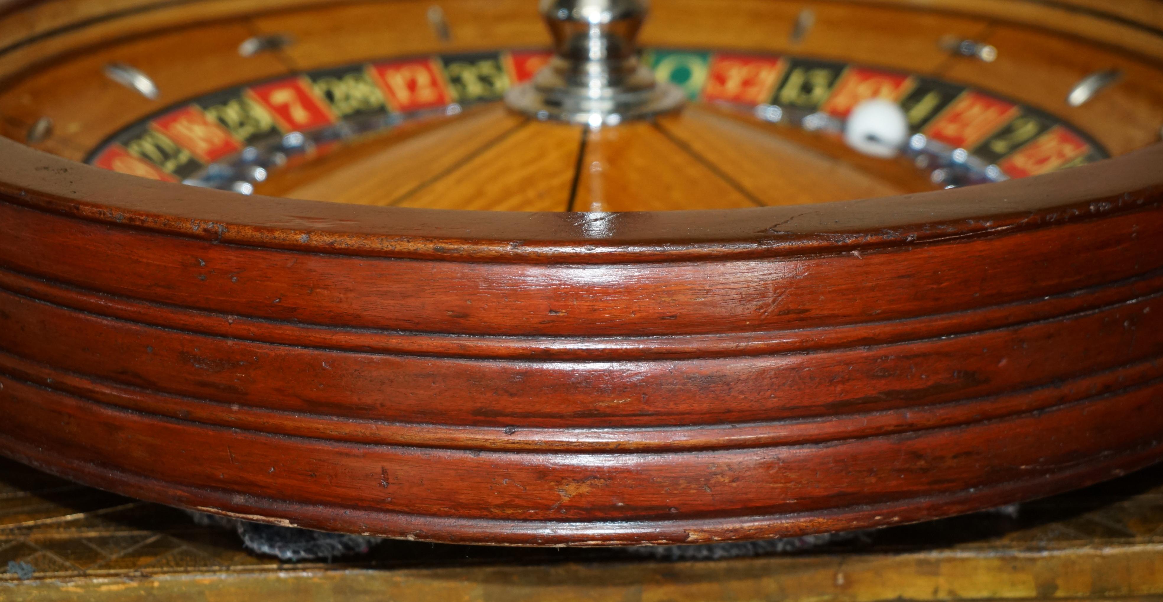 RESTORED RITZ HOTEL PARIS ABP LONDON SATiNWOOD & HARDWOOD ROULETTE WHEEL & CASE For Sale 8