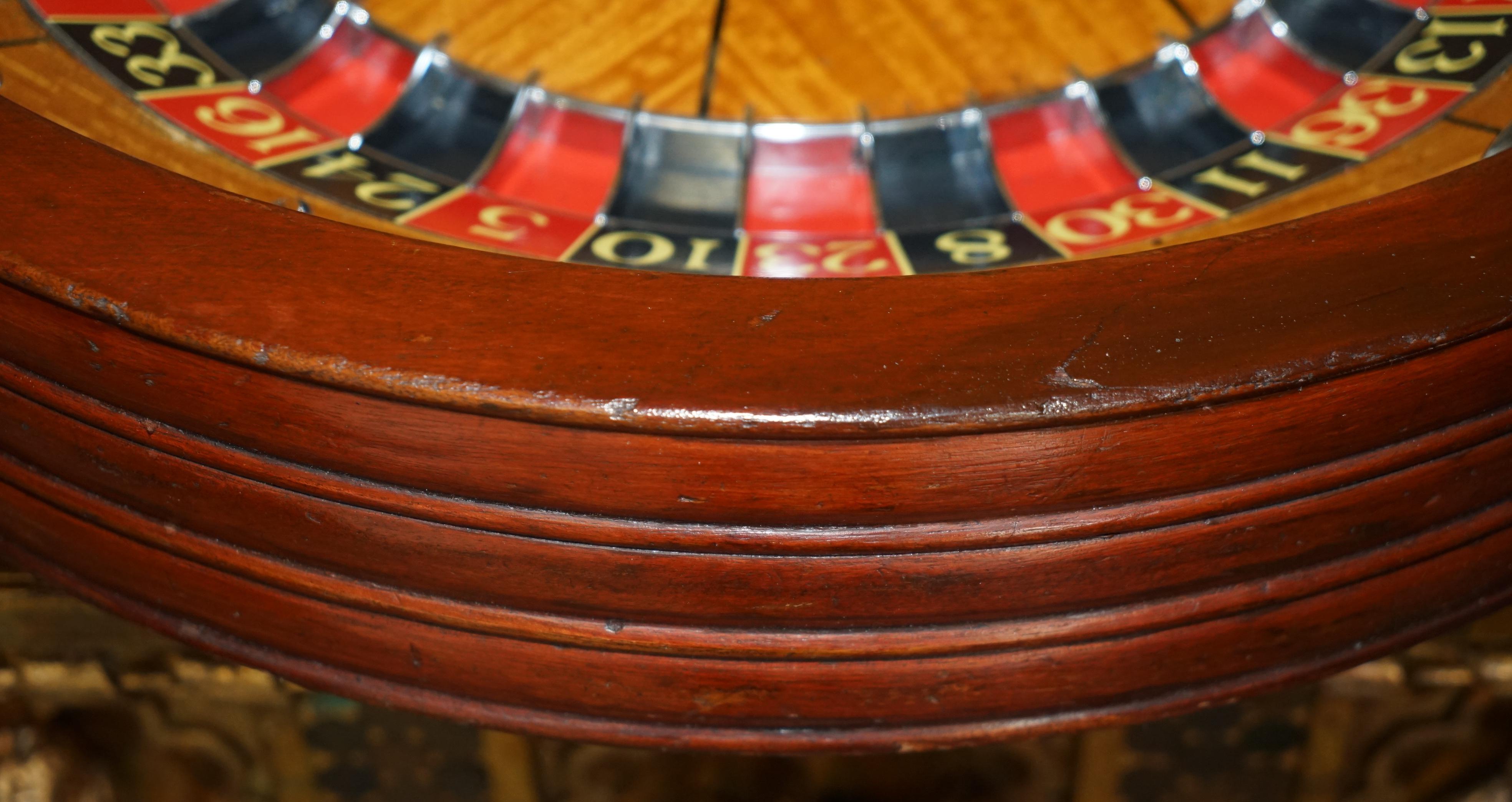 RESTORED RITZ HOTEL PARIS ABP LONDON SATiNWOOD & HARDWOOD ROULETTE WHEEL & CASE For Sale 9