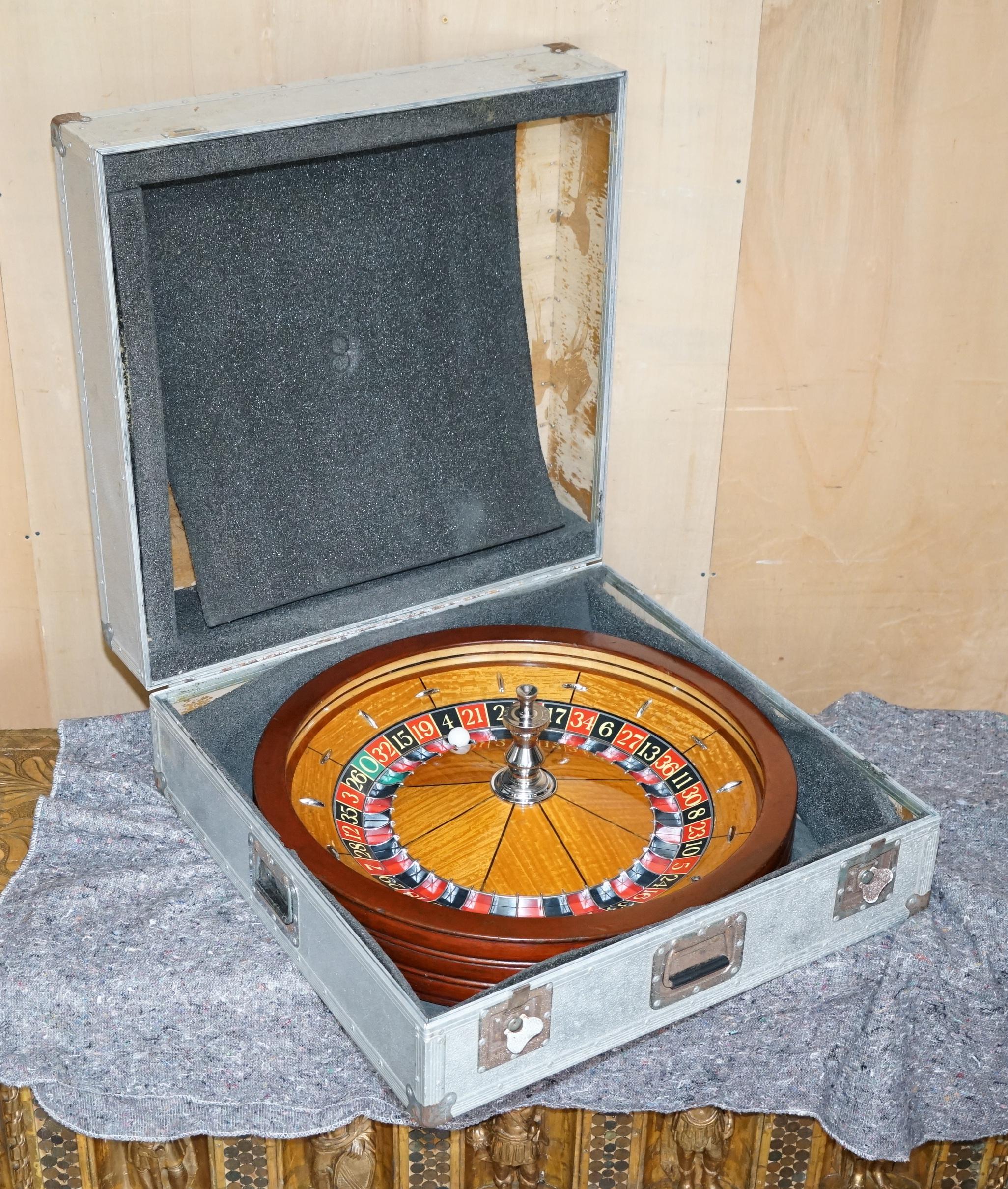 Art Deco RESTORED RITZ HOTEL PARIS ABP LONDON SATiNWOOD & HARDWOOD ROULETTE WHEEL & CASE For Sale