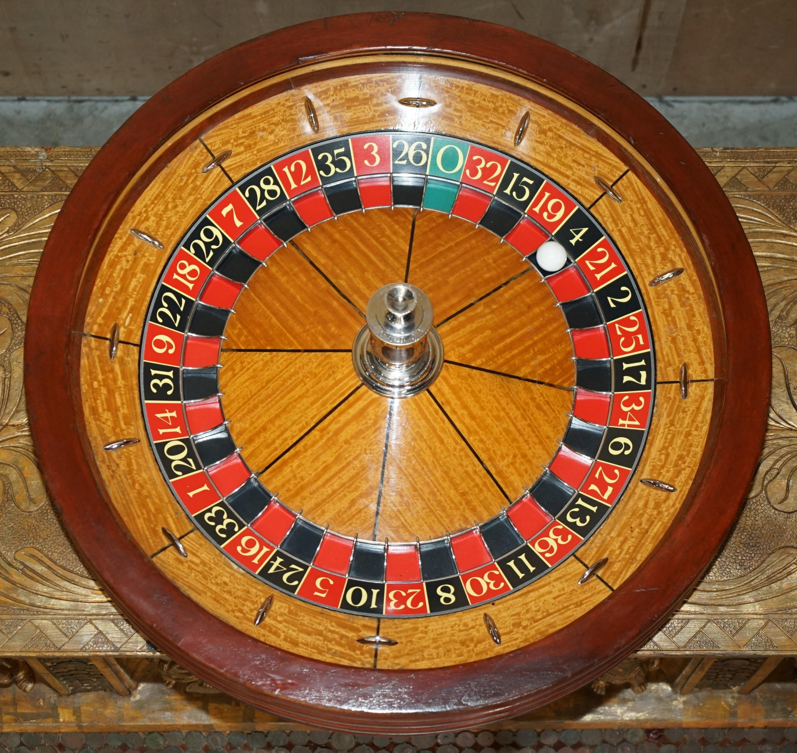 Hand-Crafted RESTORED RITZ HOTEL PARIS ABP LONDON SATiNWOOD & HARDWOOD ROULETTE WHEEL & CASE For Sale