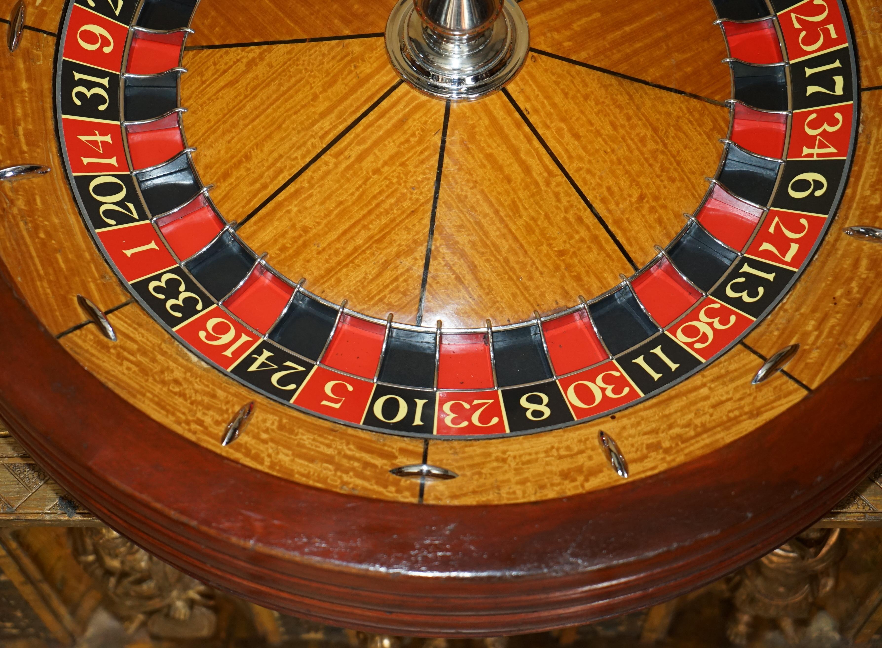 RESTORED RITZ HOTEL PARIS ABP LONDON SATiNWOOD & HARDWOOD ROULETTE WHEEL & CASE For Sale 2