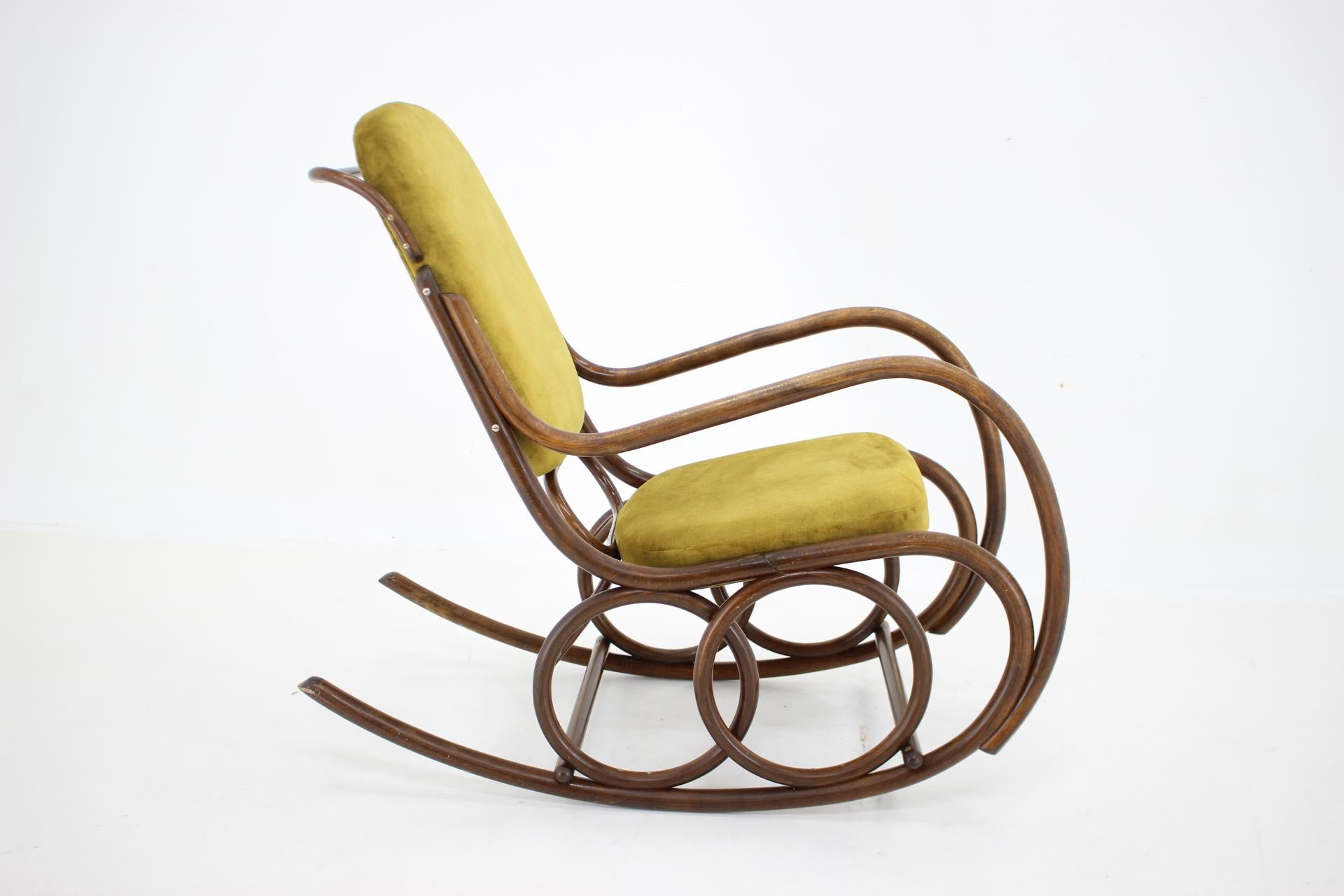 Fabric Restored Rocking Chair By Ton, Czechoslovakia 1960s For Sale