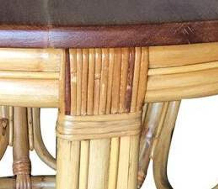 Round steam bend pole rattan coffee table with 