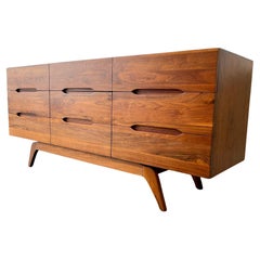 Restored Sculptural Solid Walnut Dresser, Circa 1965