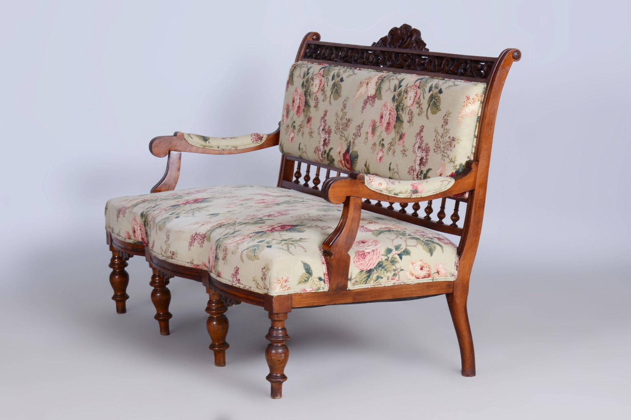 Restored Seating Set, Historicism, Beech, Walnut, Czechia, 1890s For Sale 10