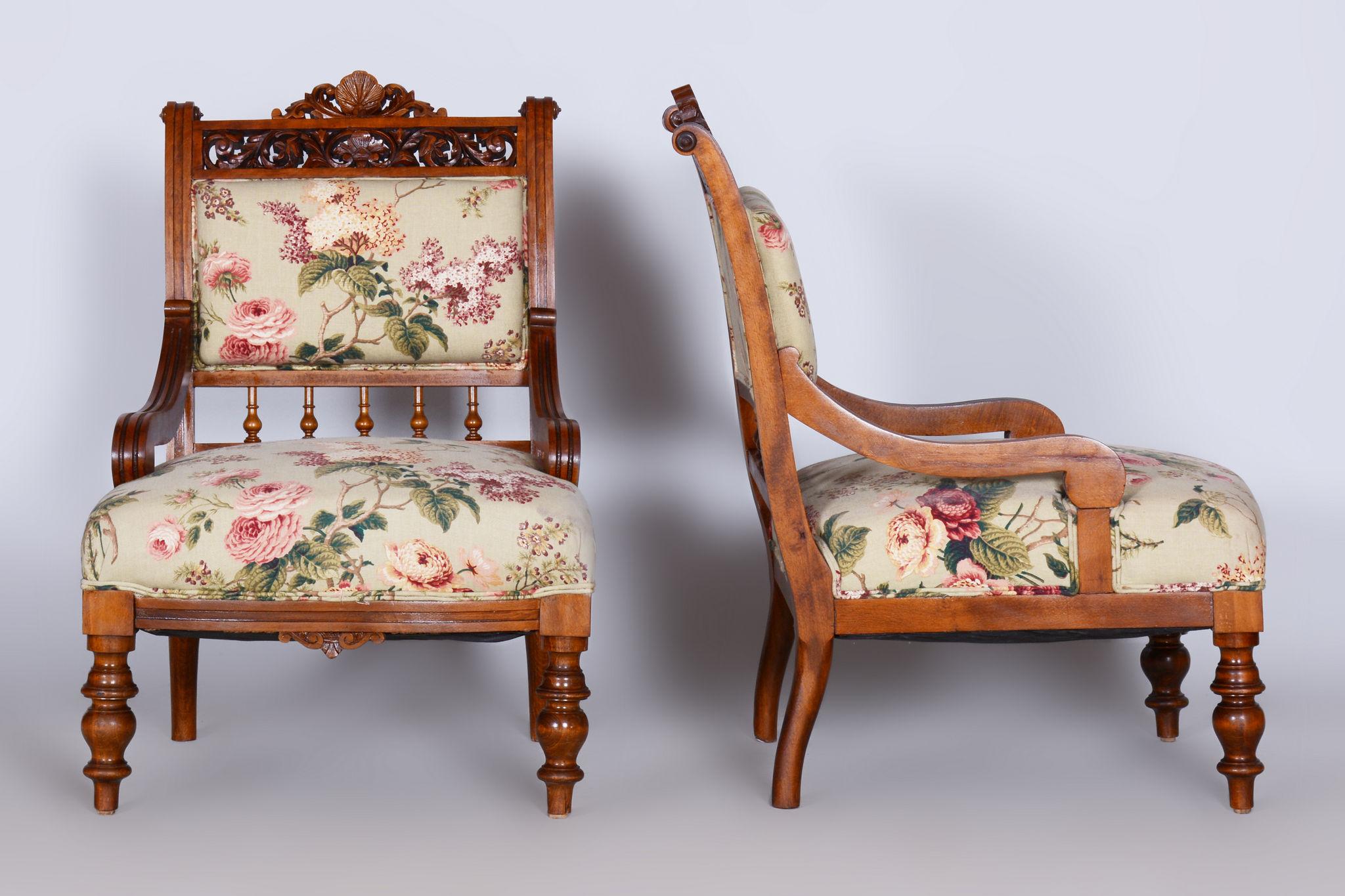 Restauriertes Sitzmöbel-Set, Historie, Buche, Nussbaum, Tschechien, 1890er Jahre (Biedermeier) im Angebot