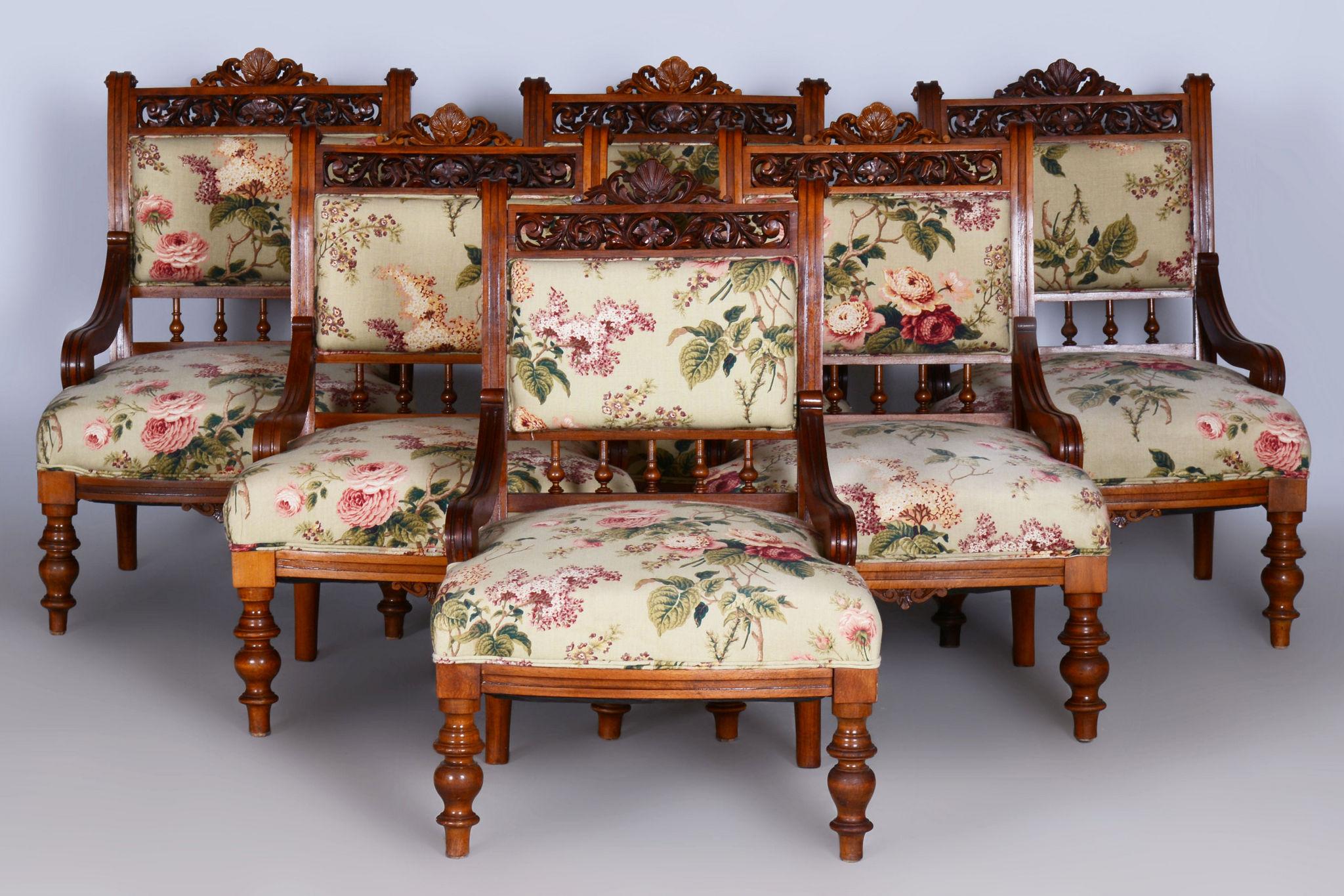 Restored Seating Set, Historicism, Beech, Walnut, Czechia, 1890s For Sale 3