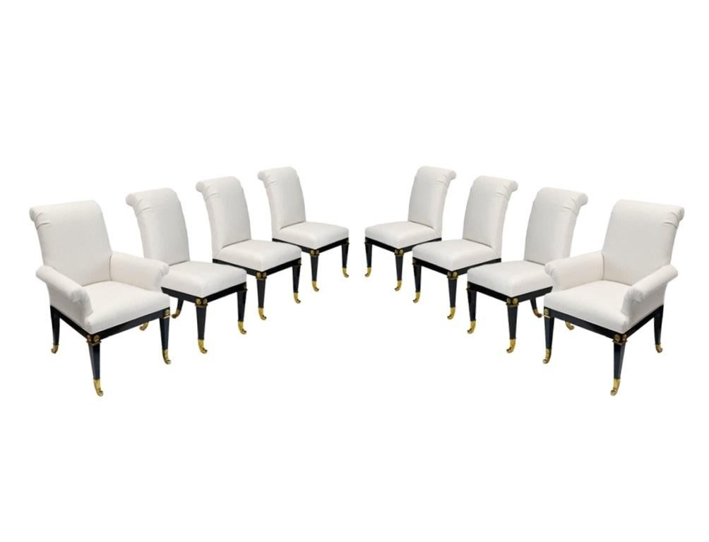 Américain Ensemble restauré de huit chaises de salle à manger laquées par Mastercraft en vente
