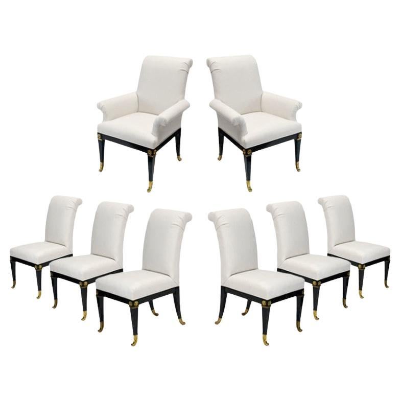Restored Set of Eight Lacquered Dining Chairs by Mastercraft