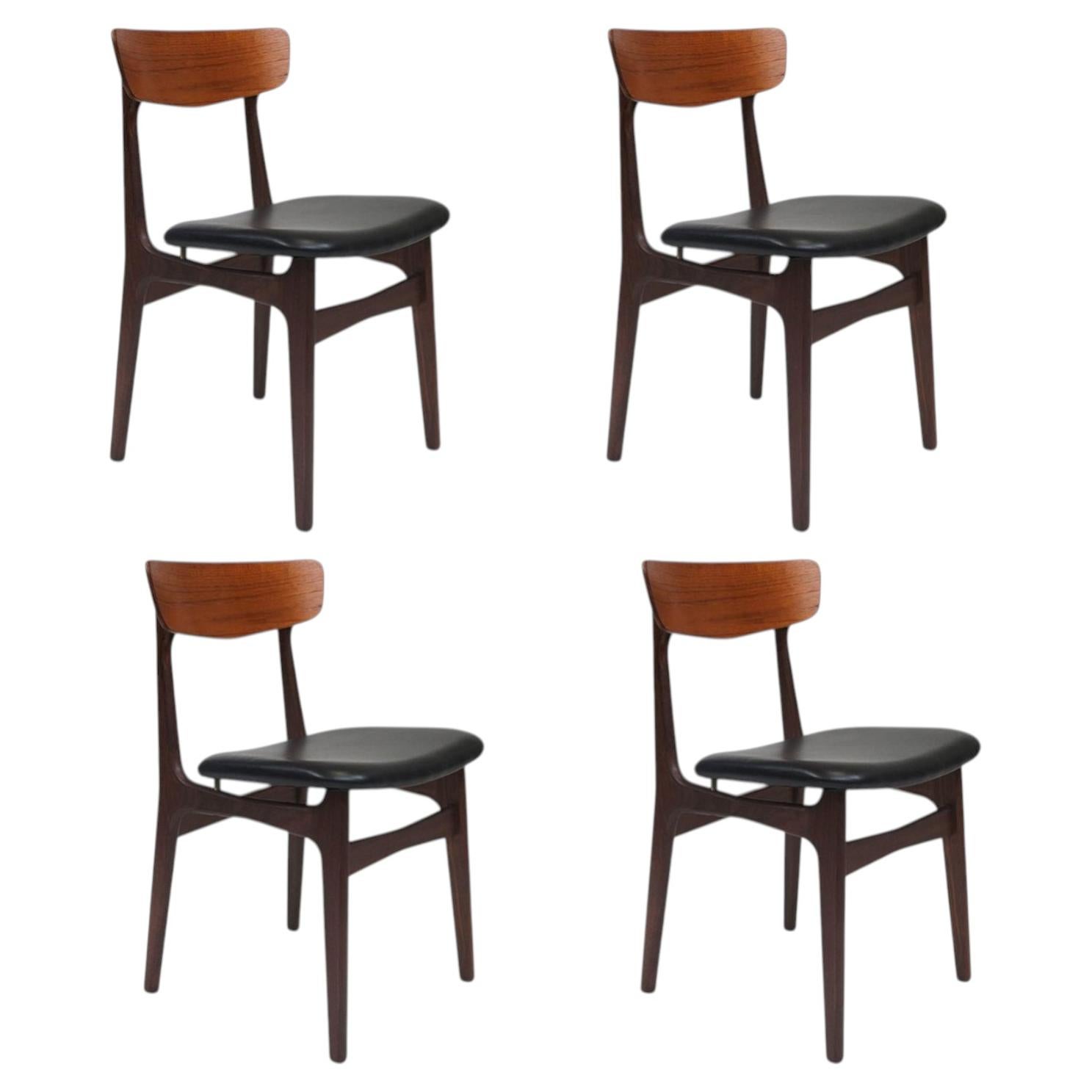 Restored Set of Four Schionning & Elgaard for Randers Mid-century Danish Teak