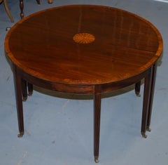 Restored Sheraton Revival Mahogany Extending Round to Oval Table Seats 4-8