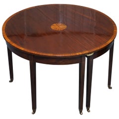 Restored Sheraton Revival Mahogany Extending Round to Oval Table Seats 4-8