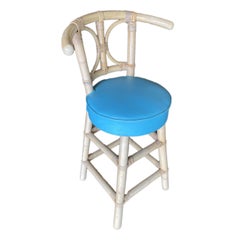 Restored Single Strand Rattan Bar Stool with Horsehoe Back Back, Set of Six
