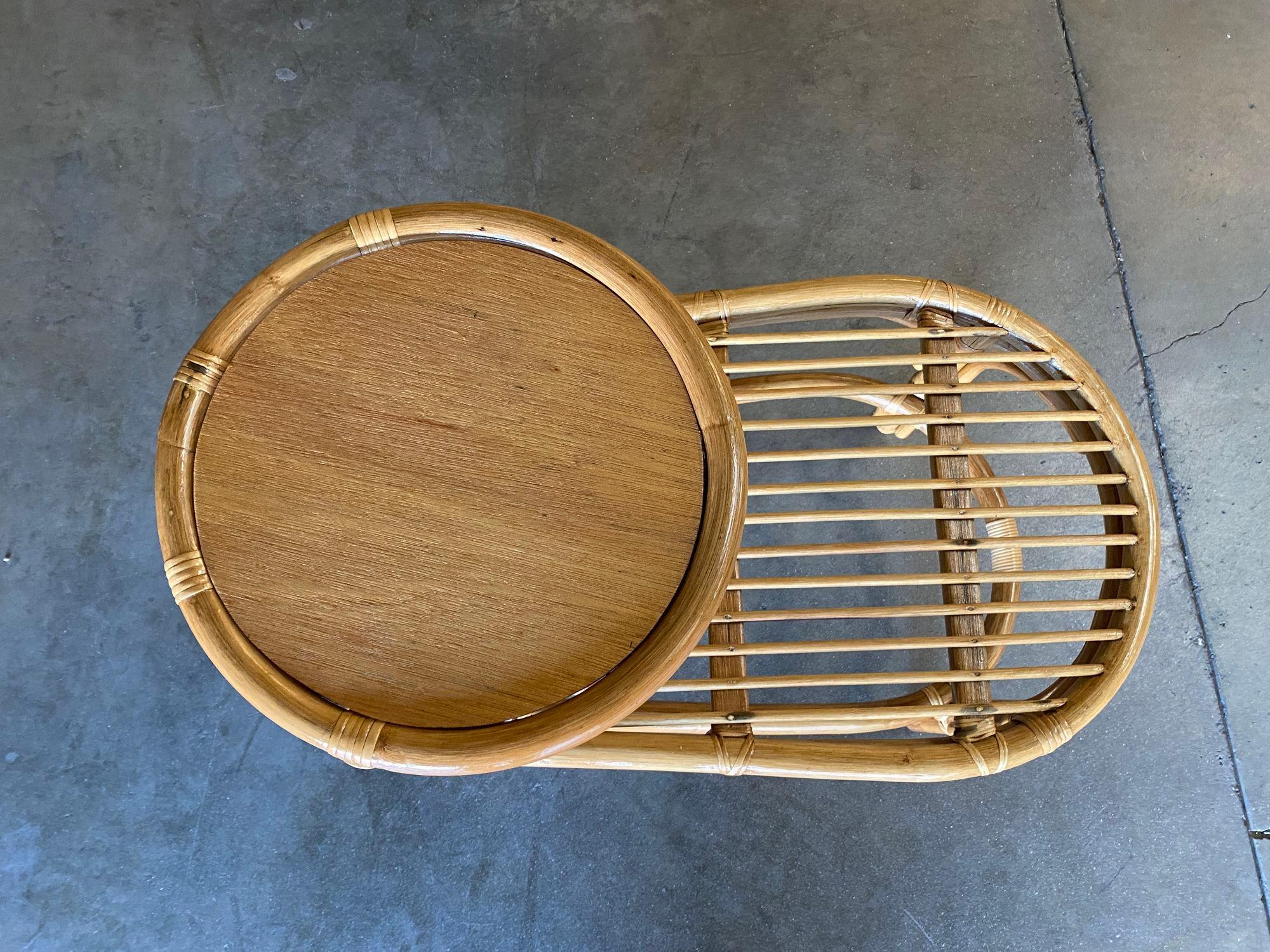 Restored Single Strand Rattan Side Table W/ Grill Top, Pair im Angebot 1