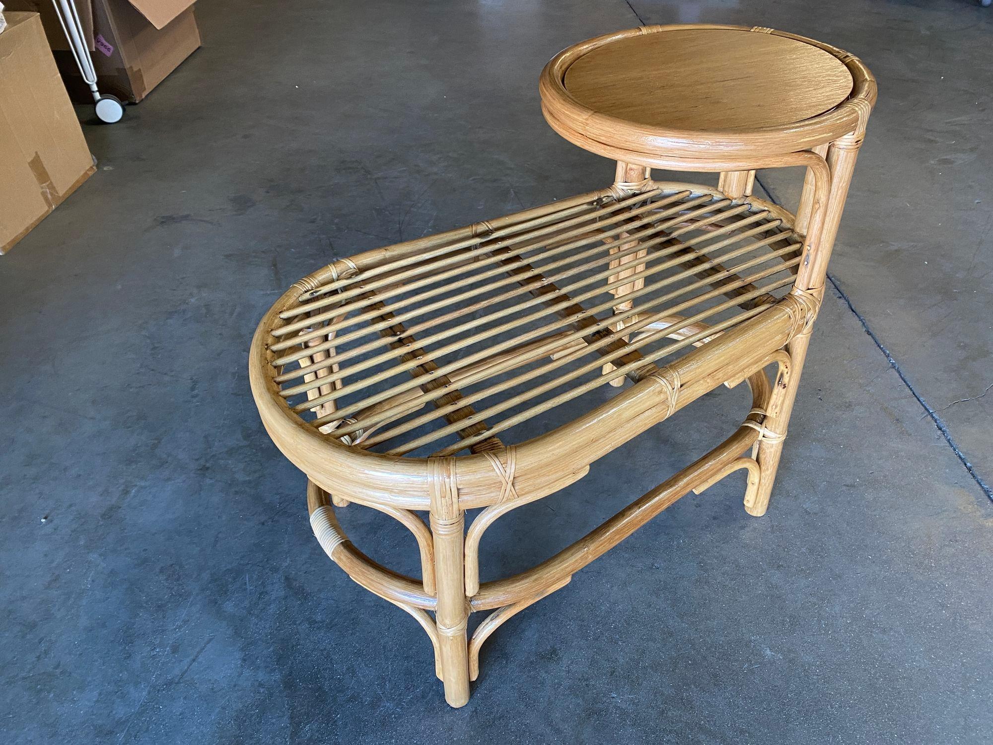 Restored Single Strand Rattan Side Table W/ Grill Top, Pair For Sale 2