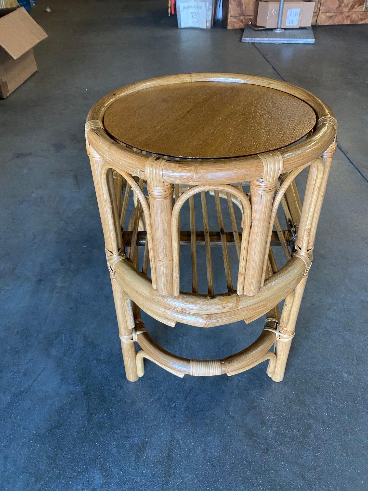 Restored Single Strand Rattan Side Table W/ Grill Top, Pair For Sale 4