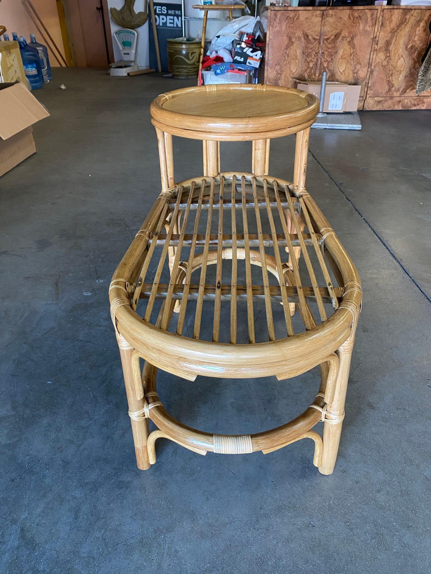 Restored Single Strand Rattan Side Table W/ Grill Top, Pair For Sale 5