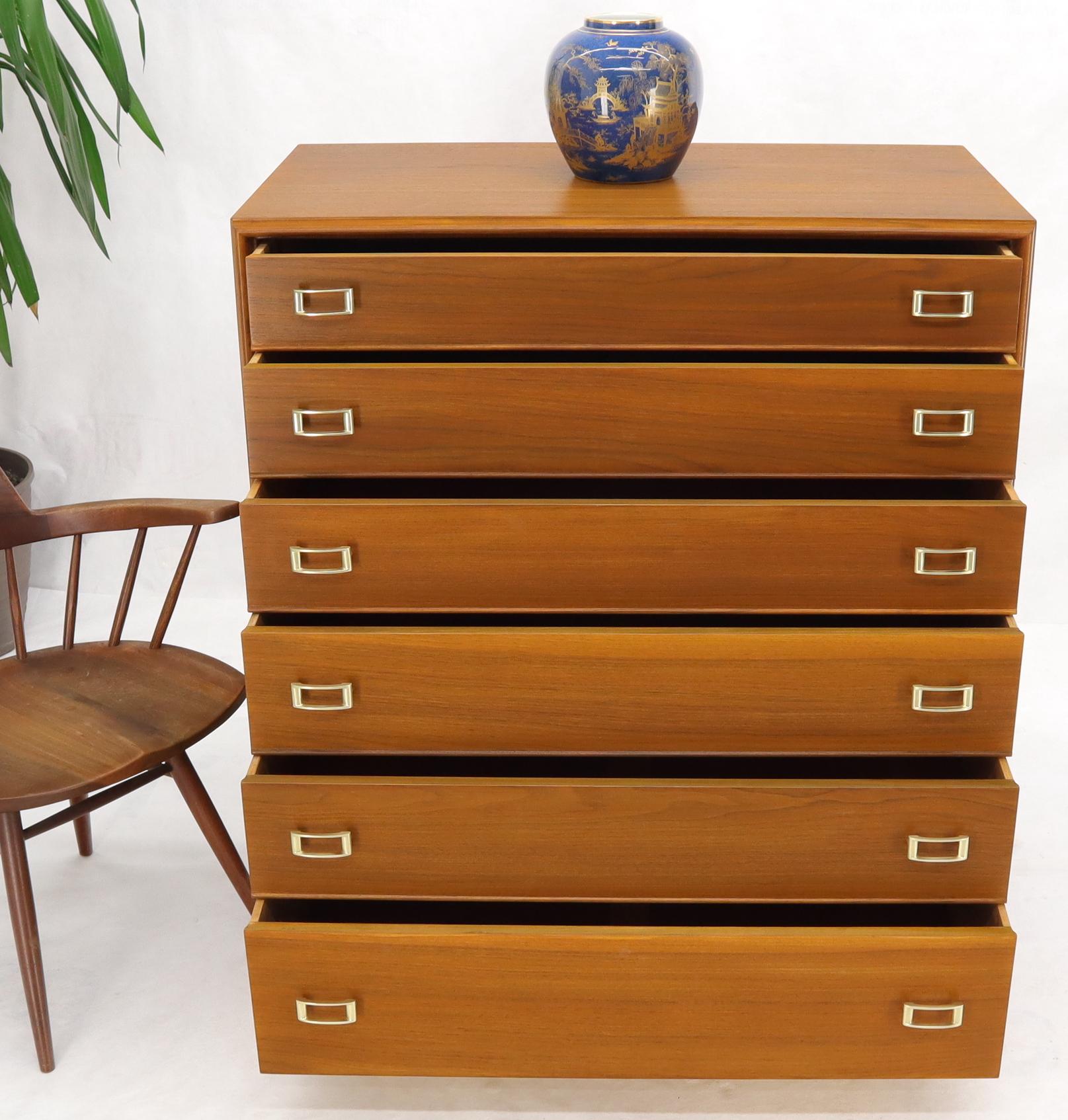 Restored Six Drawers Paul Frankl American Walnut Solid Brass Buckle Shaped Pulls For Sale 1