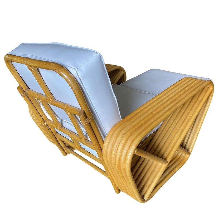 Restored Six-Strand Square Pretzel Rattan Chaise Lounge Chair, 2 Available For Sale 1