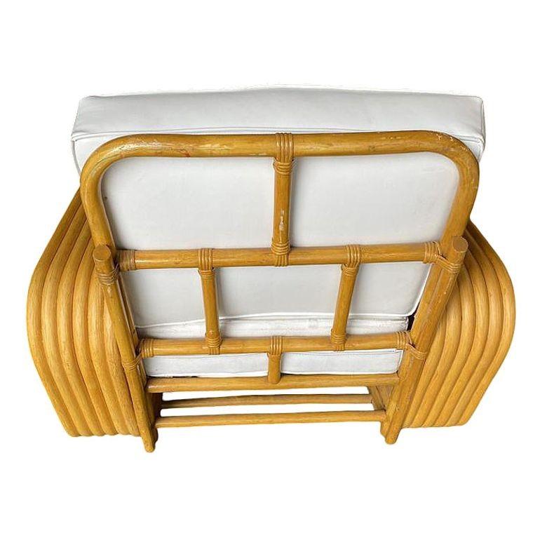 Restored Six-Strand Square Pretzel Rattan Chaise Lounge Chair, 2 Available For Sale 2