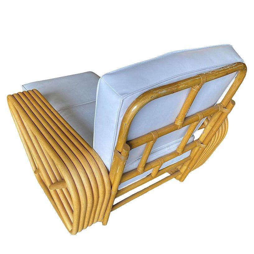 Restored Six-Strand Square Pretzel Rattan Chaise Lounge Chair, 2 Available For Sale 3