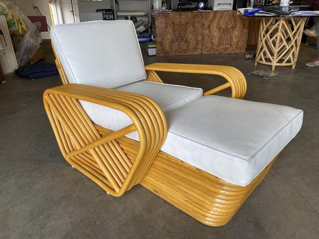 Rattan Sedia a sdraio in rattan a sei fili quadrati Pretzel restaurata in vendita