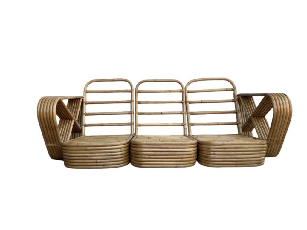Américain Ensemble de salon et fauteuil Pretzel carré à six brins restauré en vente