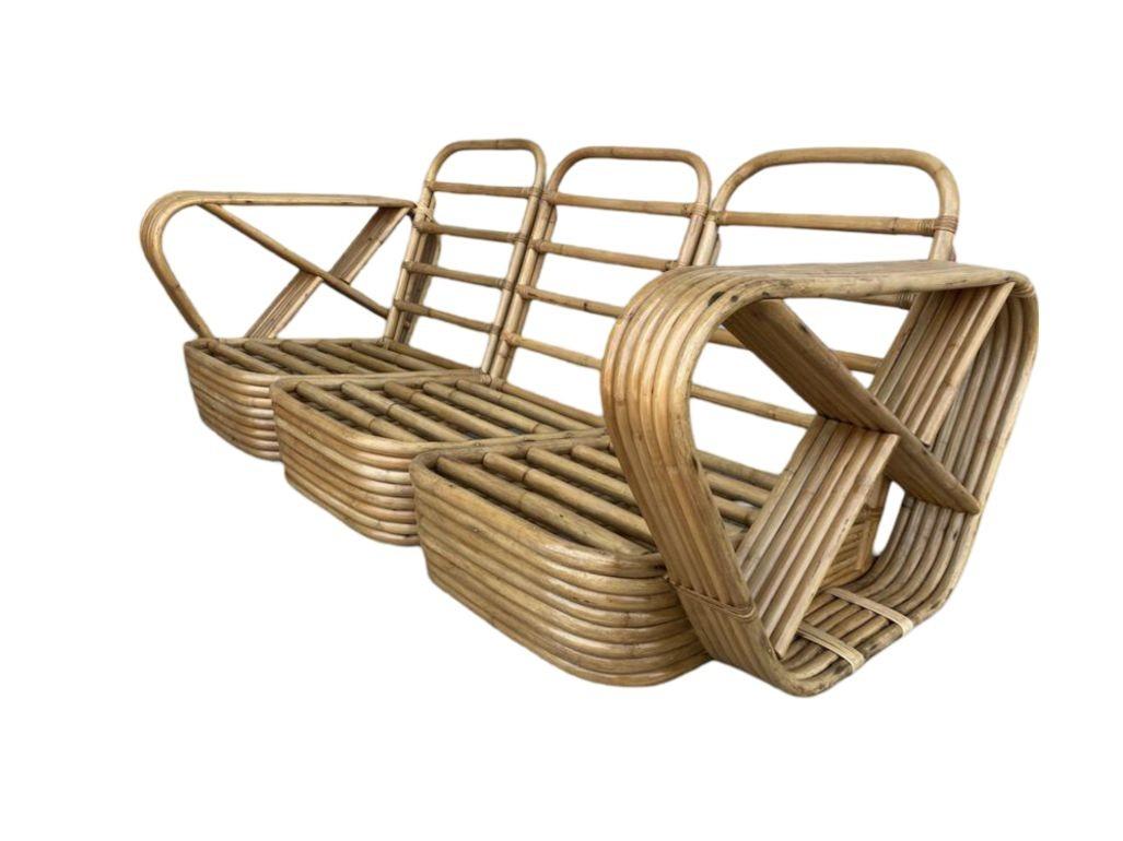 Milieu du XXe siècle Ensemble de salon et fauteuil Pretzel carré à six brins restauré en vente