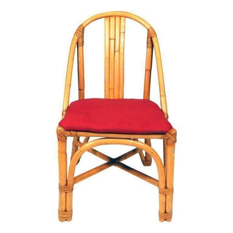 Mid-20th Century Restored Slat Leg Rattan Dining Chair, Set of 8